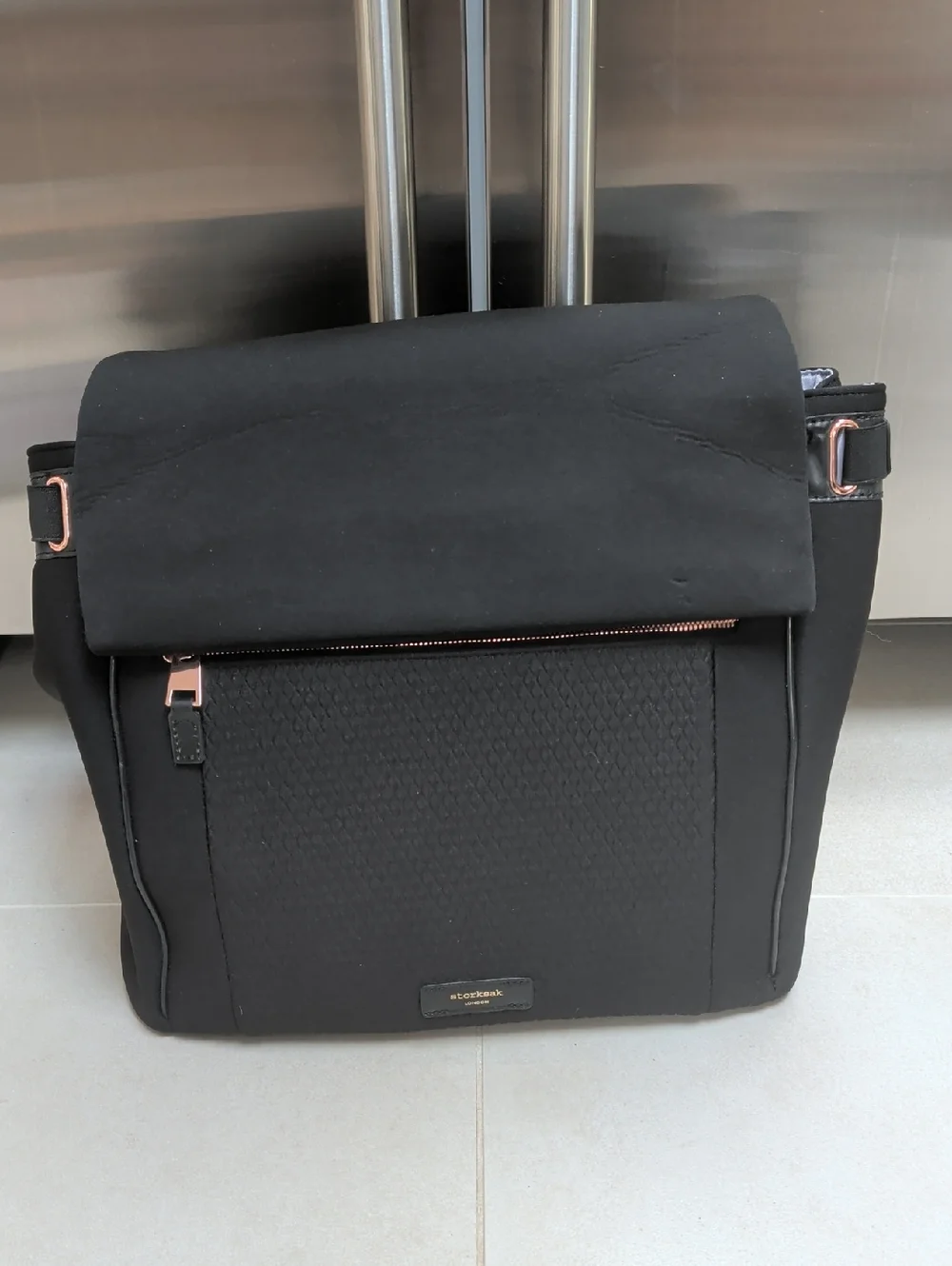 Storksak Black Baby Backpack Bag with Accessories - Like New